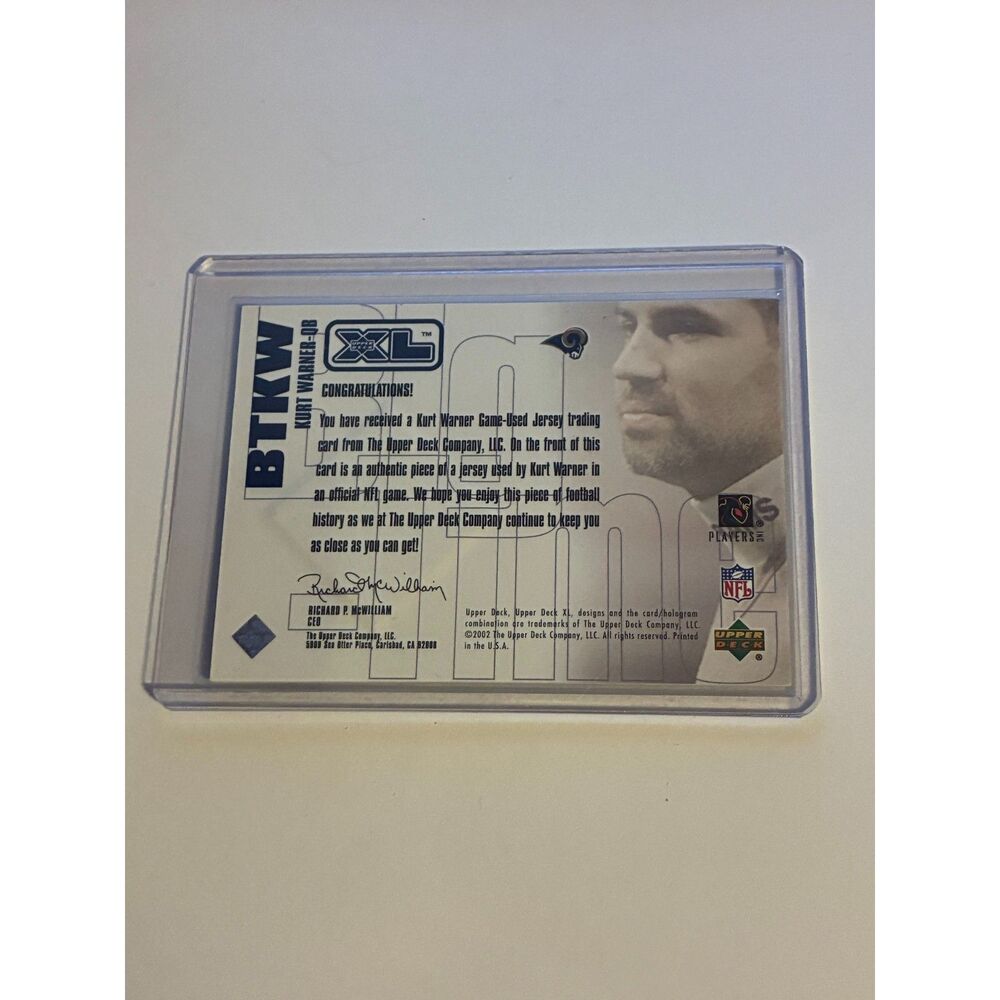 2002 Upper Deck XL Kurt Warner Game-Used Jersey /250 Rams BTKW